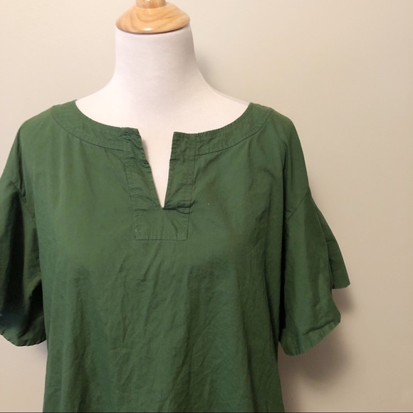 Anthropologie Green Flutter Sleeve Short Dress M - Picture 6 of 8
